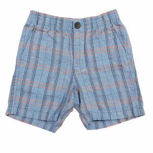Janie and Jack Shorts Boys Size 4 Blue Orange Plaid Linen Cotton Summer